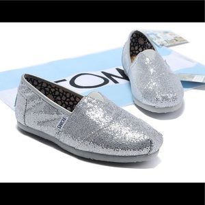 Adorable silver sparkly TOMS